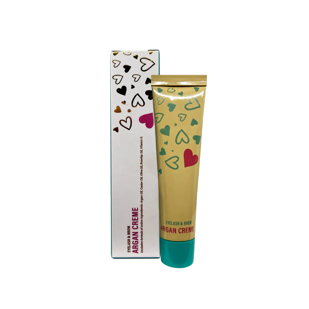 Tube of noemi argan cream with decorative packaging on a white background