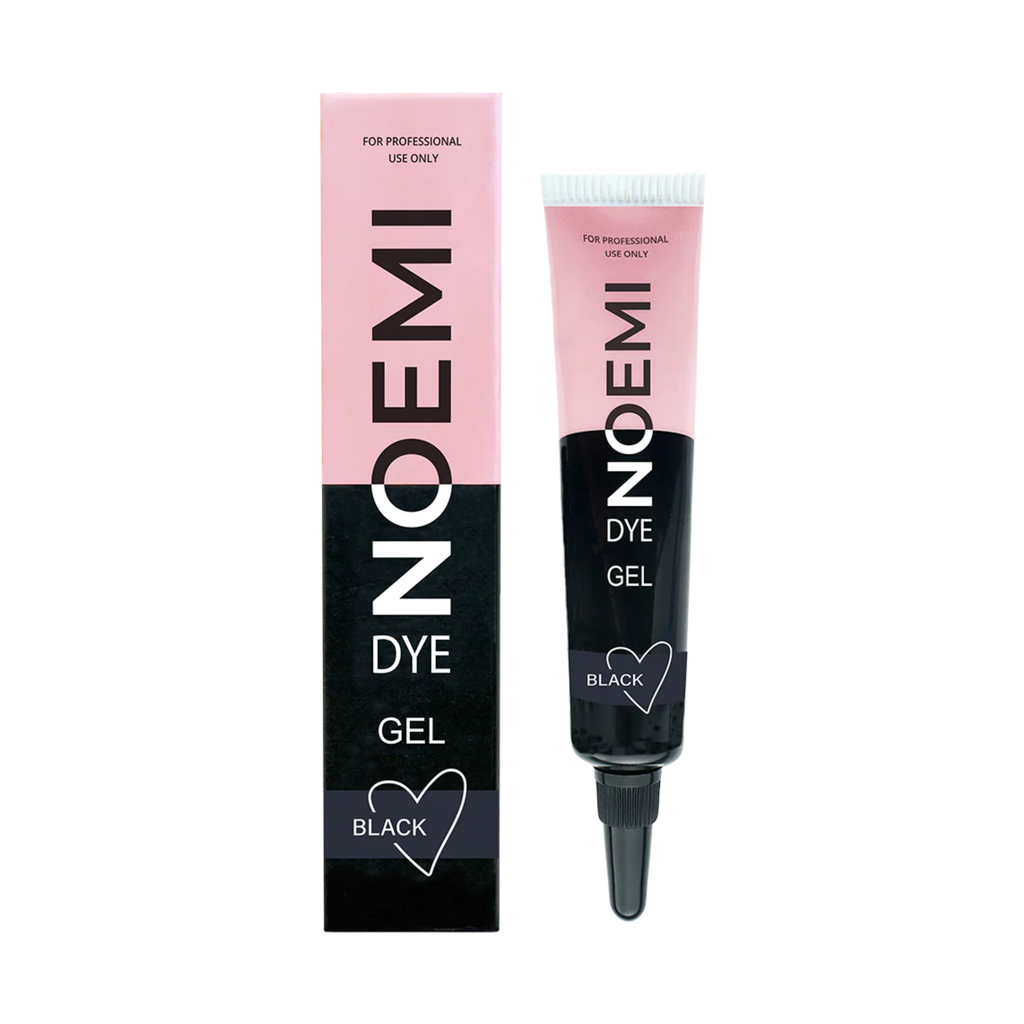 NOEMI Dye Gel black packaging with pink and black box on a white background
