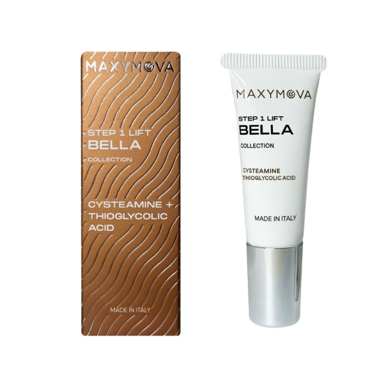 Maxymova Bella skincare product and packaging on a white background