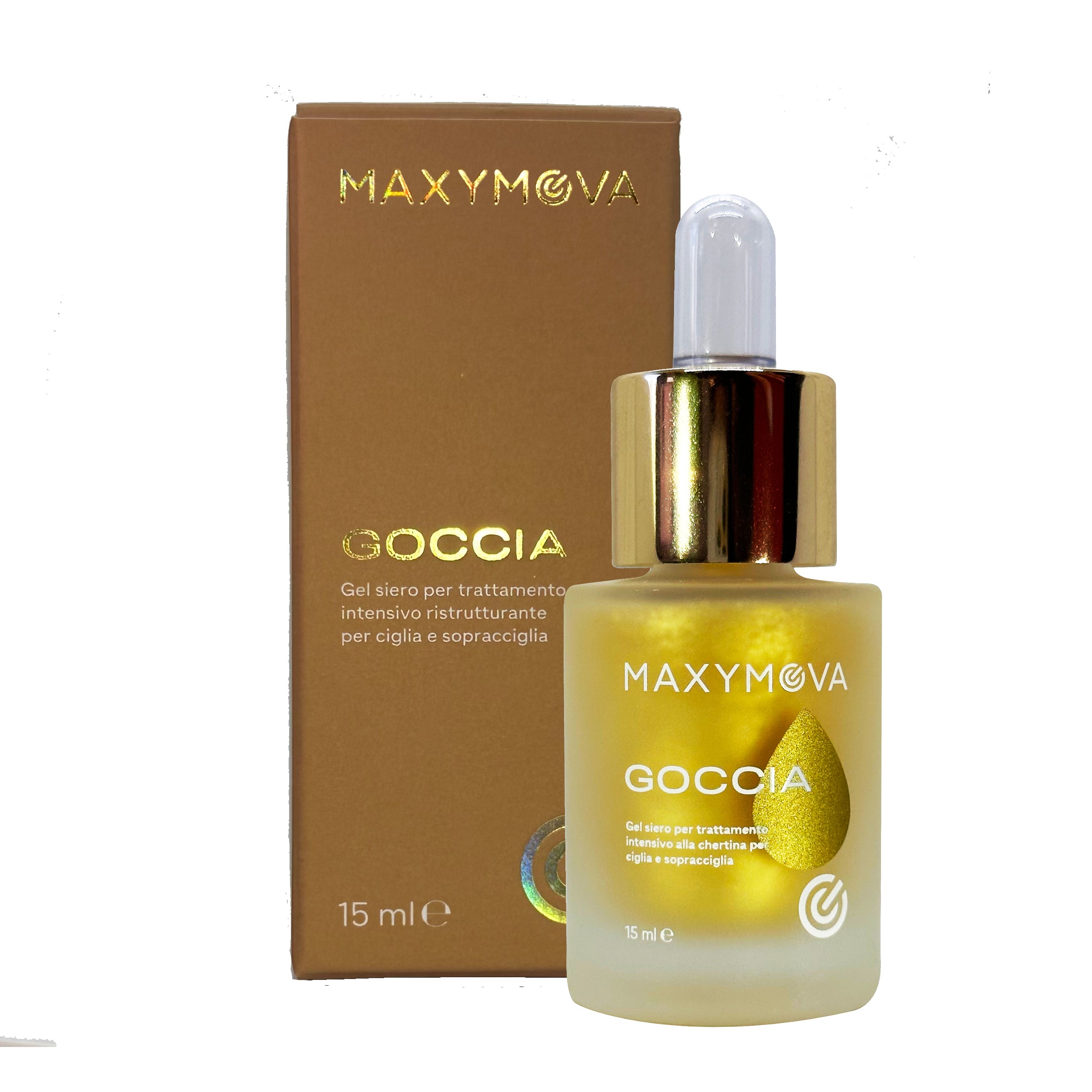 Maxymova Goccia skincare serum bottle with packaging on a white background